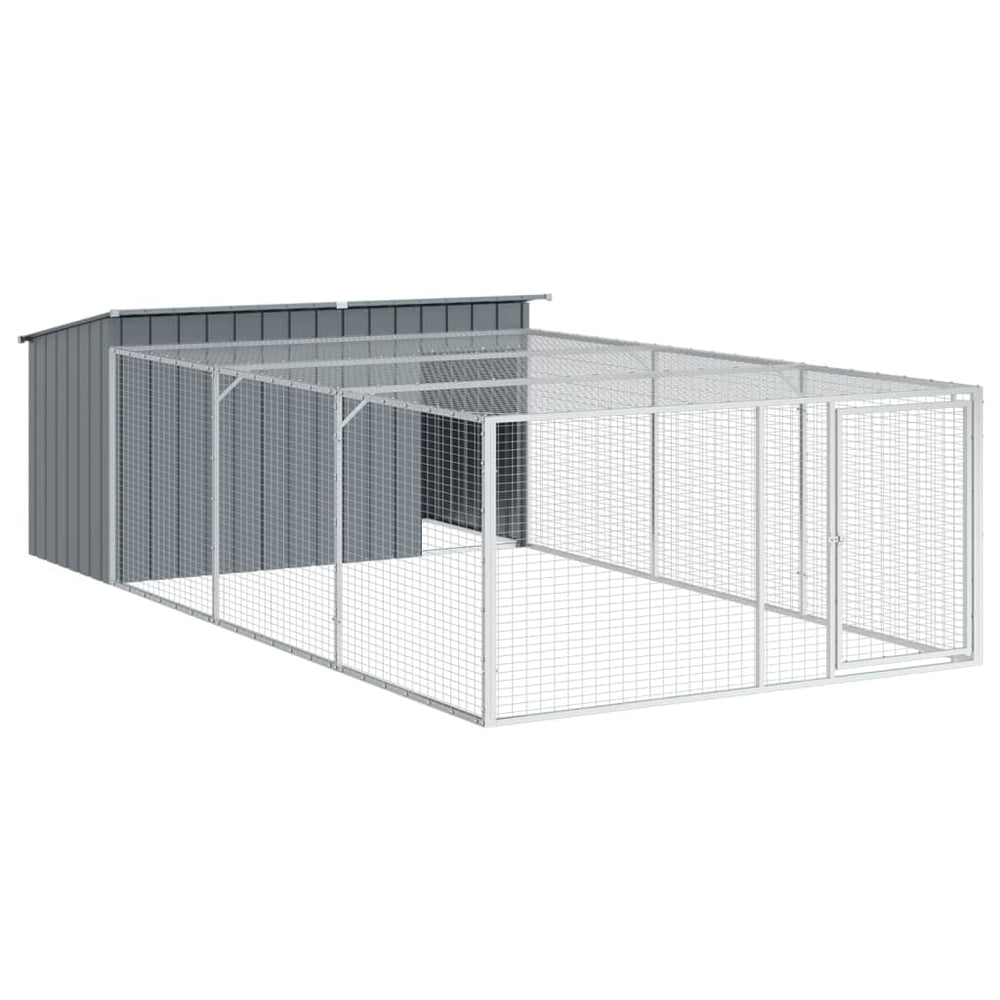 Hundehütte mit Auslauf, Anthrazit, Verzinkt