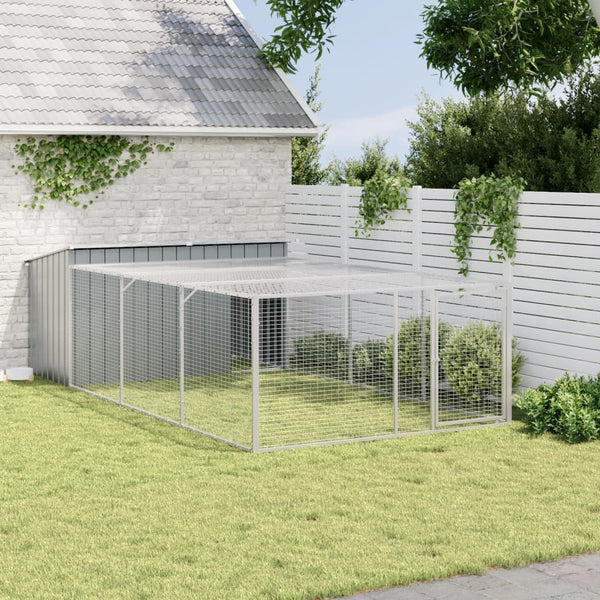 vidaXL Niche pour chien avec enclos Acier galvanisé Anthracite 197x396x110 cm