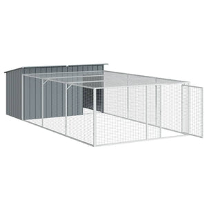 vidaXL Niche pour chien avec enclos Acier galvanisé Anthracite 197x396x110 cm