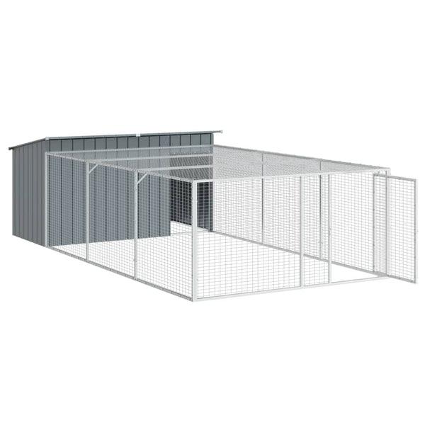 vidaXL Niche pour chien avec enclos Acier galvanisé Anthracite 197x396x110 cm