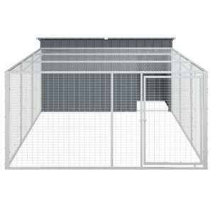 vidaXL Niche pour chien avec enclos Acier galvanisé Anthracite 197x396x110 cm