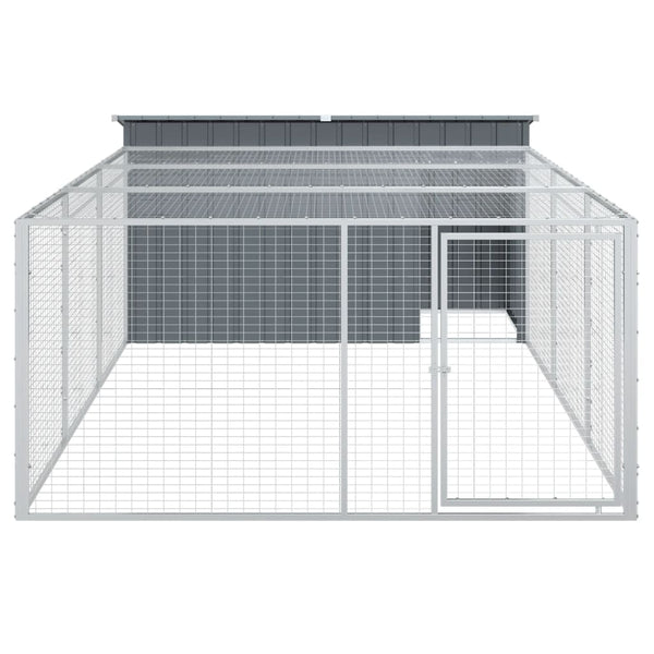 vidaXL Niche pour chien avec enclos Acier galvanisé Anthracite 197x396x110 cm