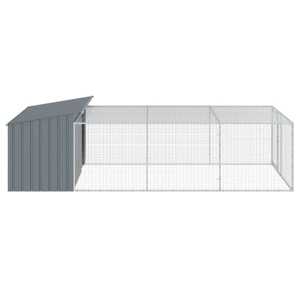 vidaXL Niche pour chien avec enclos Acier galvanisé Anthracite 197x396x110 cm