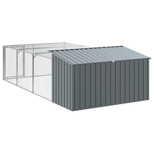 vidaXL Niche pour chien avec enclos Acier galvanisé Anthracite 197x396x110 cm