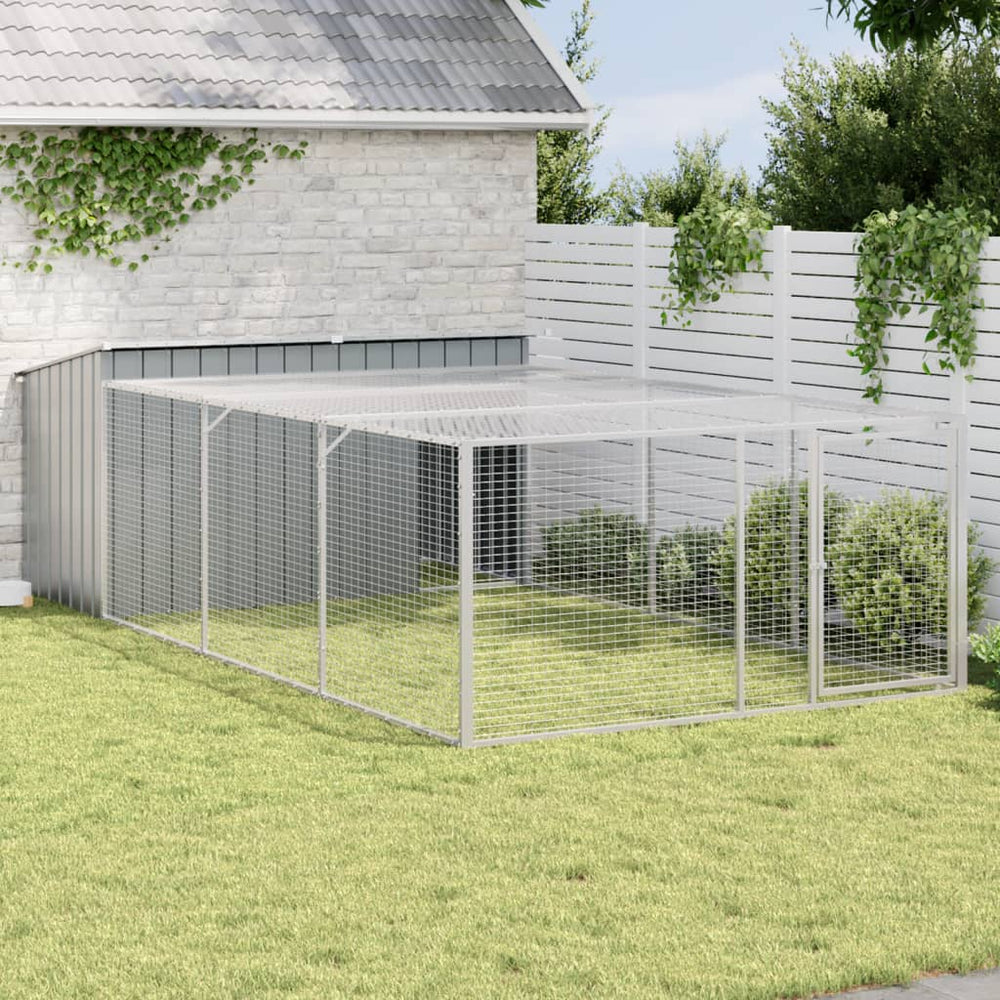 Hundehütte mit Auslauf, Anthrazit, Verzinkt