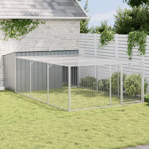 vidaXL Niche pour chien avec enclos Acier galvanisé Anthracite 197x396x110 cm