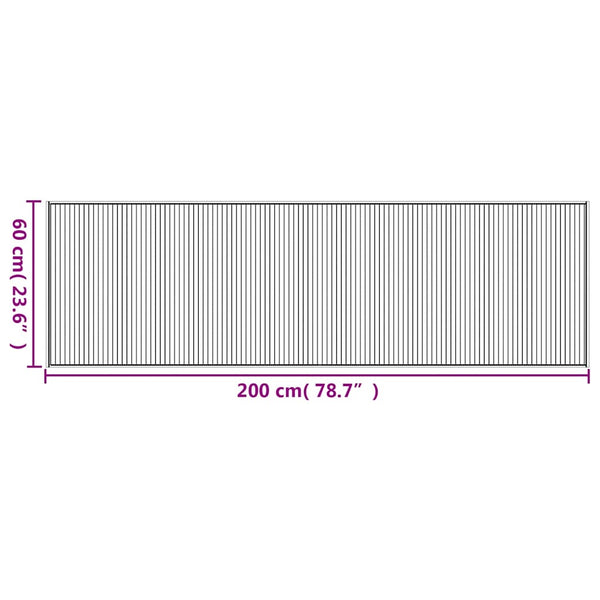 Rechteckiger Teppich Braun Bambus 60x200 cm