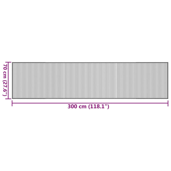 Schwarzer Bambus Teppich 70x300 cm
