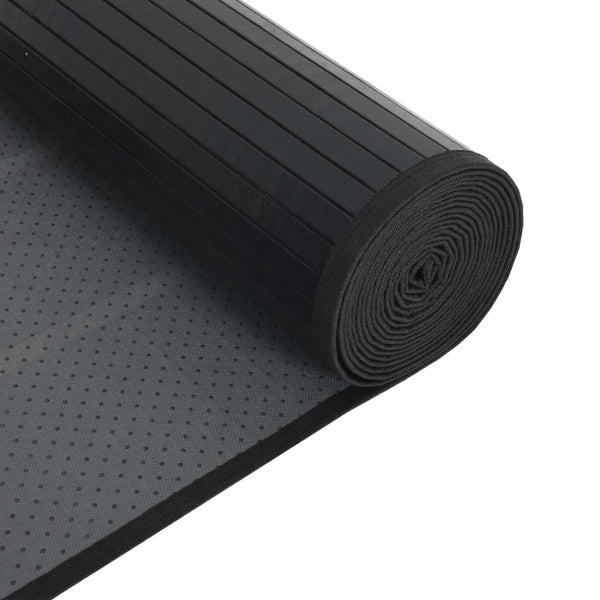 Quadratischer Bambus Teppich Schwarz 100x100 cm