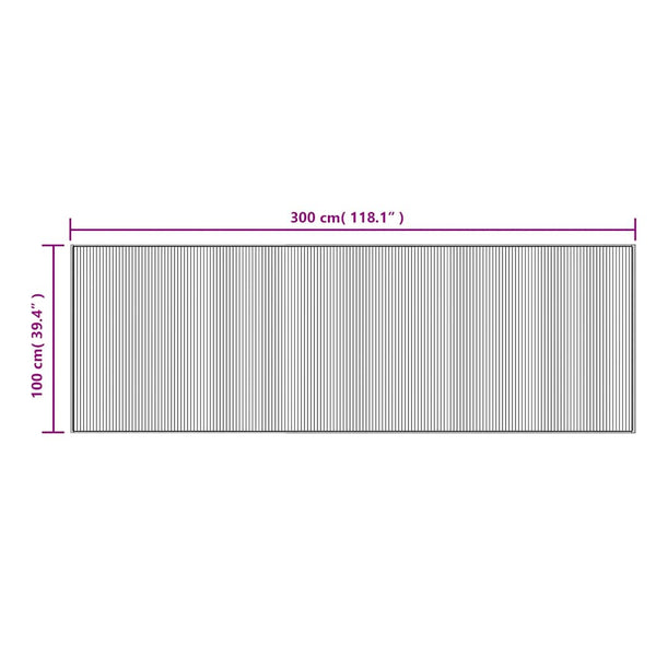 Rechteckiger Teppich Braun 100x300 cm Bambus