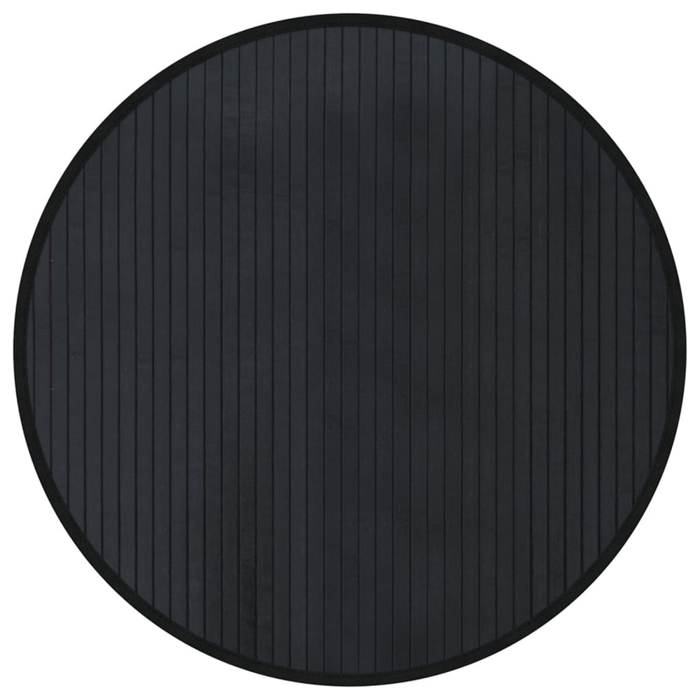 Runder Bambus Teppich Schwarz 60 cm