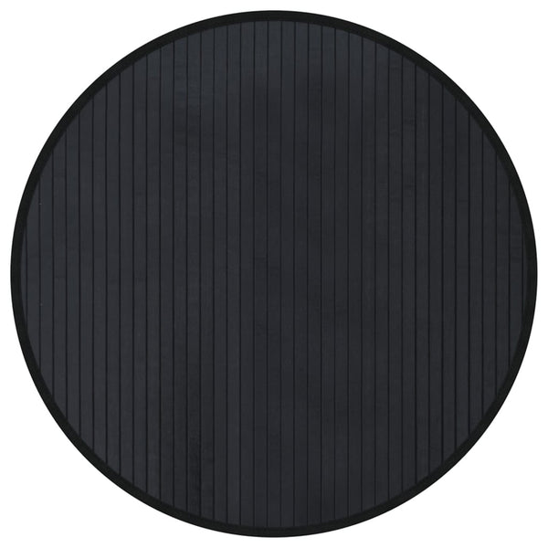 Runder Bambus Teppich Schwarz 60 cm