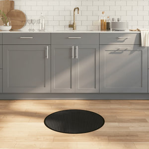 Runder Bambus Teppich Schwarz 60 cm