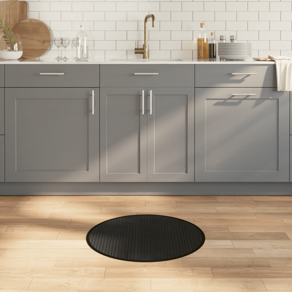 Runder Bambus Teppich Schwarz 60 cm