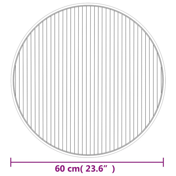 Runder Bambus Teppich Grau - 60cm