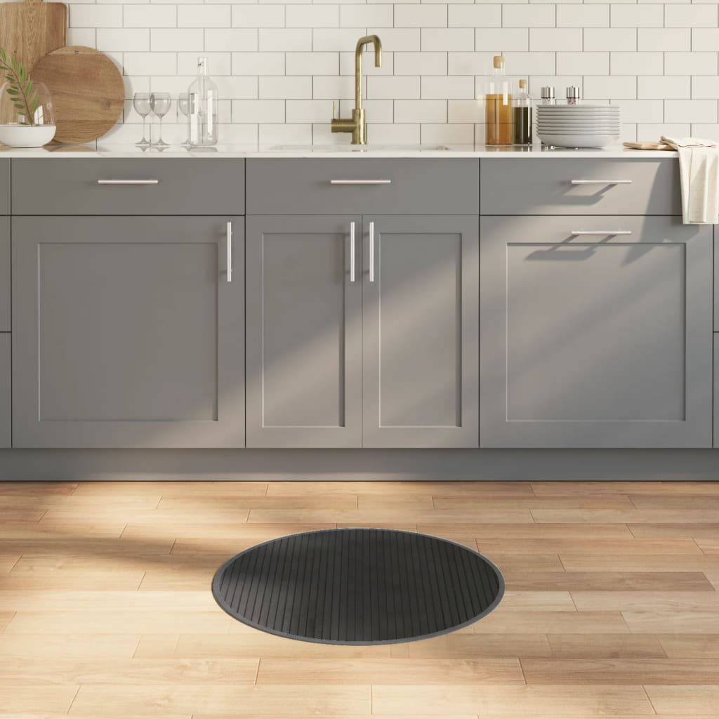 Runder Bambus Teppich Grau - 60cm