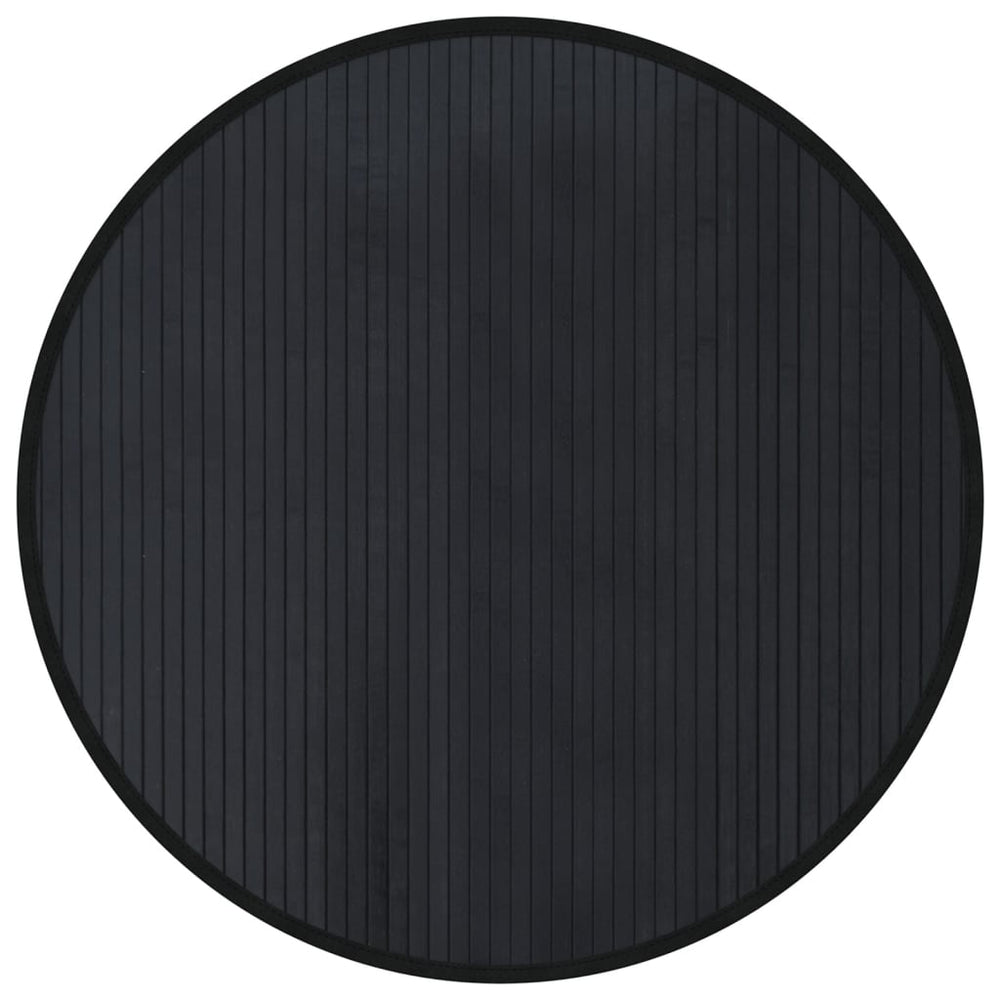 Runder Bambus Teppich Schwarz 80 cm
