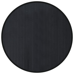 Runder Bambus Teppich Schwarz 80 cm