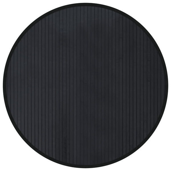 Runder Bambus Teppich Schwarz 80 cm