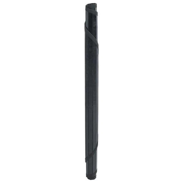 Runder Bambus Teppich Schwarz 80 cm