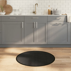 Runder Bambus Teppich Schwarz 80 cm