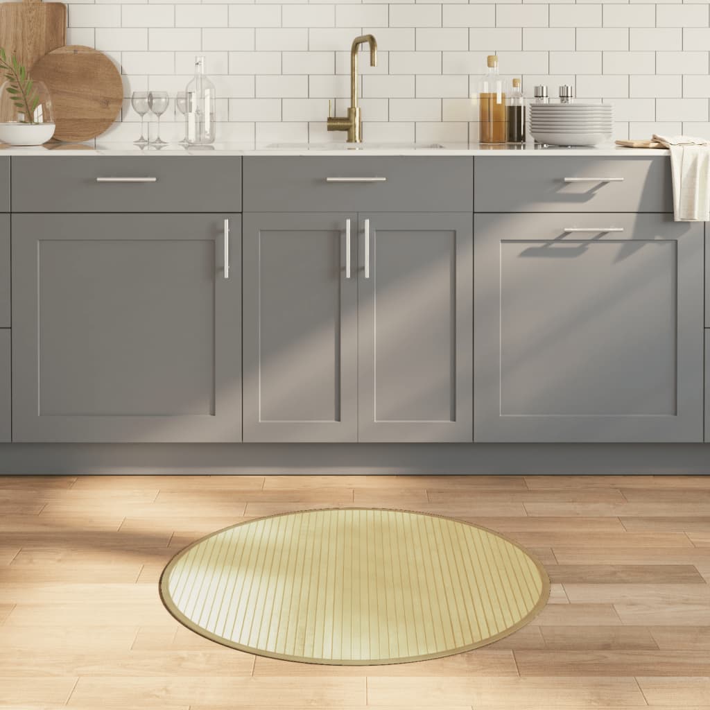 vidaXL Tapis Rond Clair Naturel 80 cm Bambou