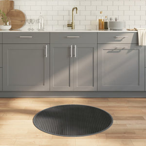 Runder Teppich Grau 80cm Bambus