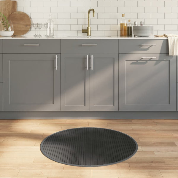 Runder Teppich Grau 80cm Bambus