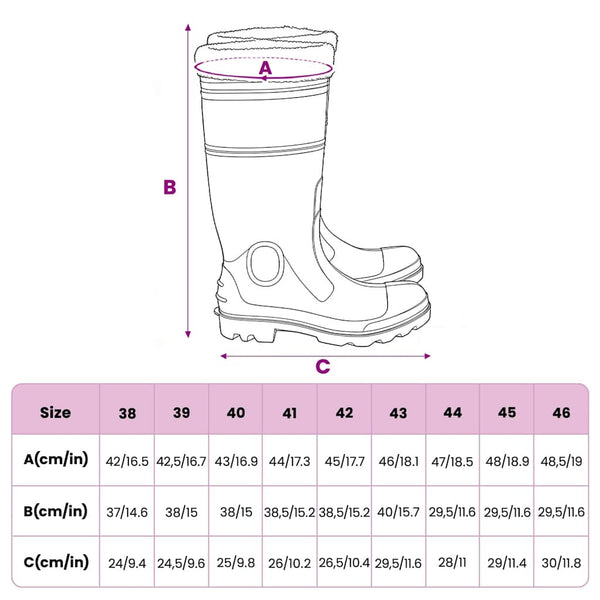 Gummistiefel mit Herausnehmbarem Innenfutter Schwarz Gr. 42 PVC