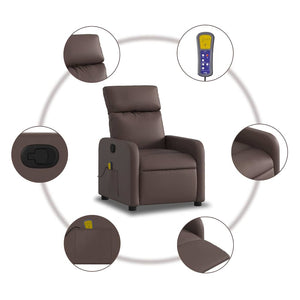 Massagesessel Braun Kunstleder Relaxsessel