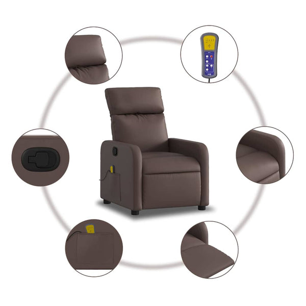 Massagesessel Braun Kunstleder Relaxsessel