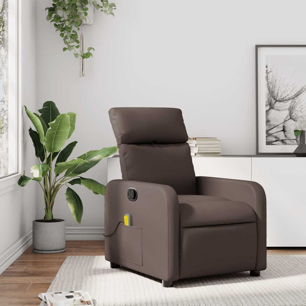 Massagesessel Braun Kunstleder Relaxsessel
