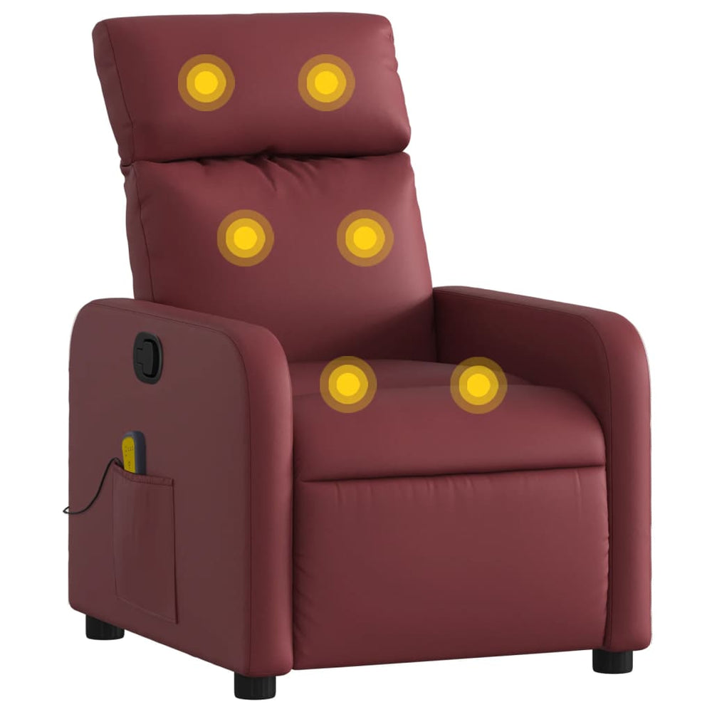 Massagesessel Weinrot Kunstleder Relaxsessel