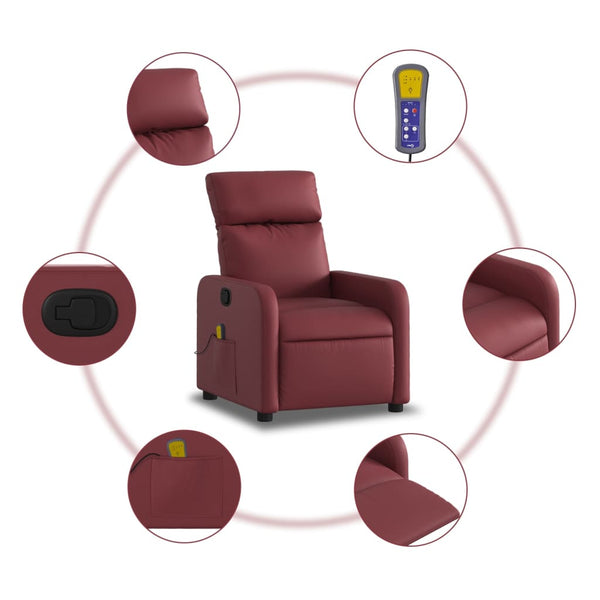 Massagesessel Weinrot Kunstleder Relaxsessel