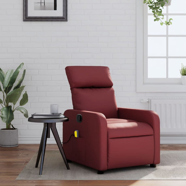 Massagesessel Weinrot Kunstleder Relaxsessel
