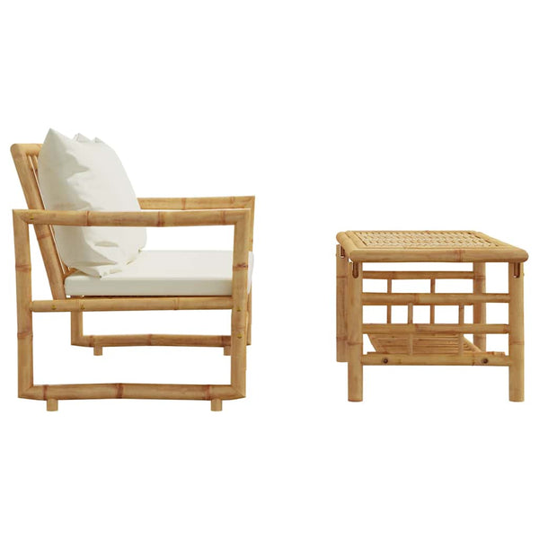 vidaXL Ensemble canapé de jardin 2 pcs avec coussins Bambou