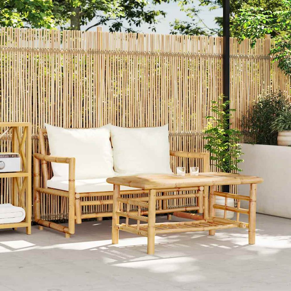 2-teiliges Bambus Gartensofa Set mit Kissen