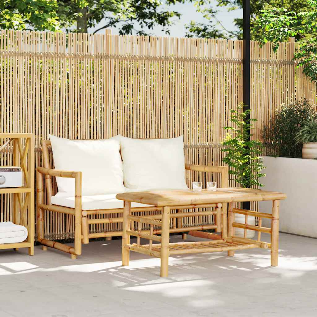 vidaXL Ensemble canapé de jardin 2 pcs avec coussins Bambou