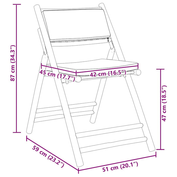 Klappbare Bistrostühle mit Kissen, 2er Set