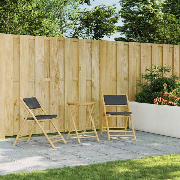 3-tlg. Bambus Bistro-Set Klappbar mit Kissen