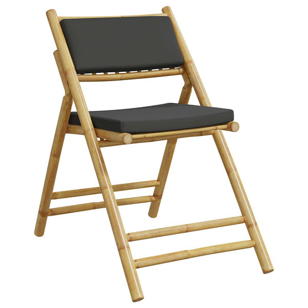 3-tlg. Bambus Bistro-Set Klappbar mit Kissen