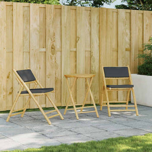 3-tlg. Bambus Bistro-Set Klappbar mit Kissen