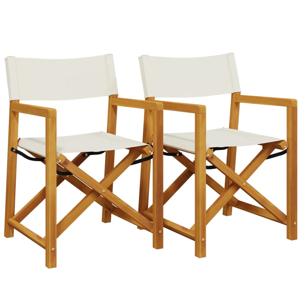 Klappbare Regiestühle, 2er Set, Cremeweiß
