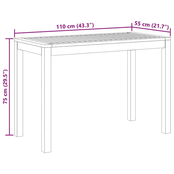 Akazienholz Garten Esstisch 110x55 cm