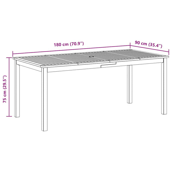 Garten-Esstisch 180x90x75 cm Massivholz Akazie
