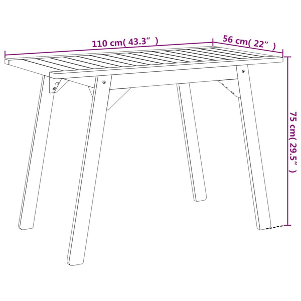 Akazienholz Garten Esstisch 110x56 cm