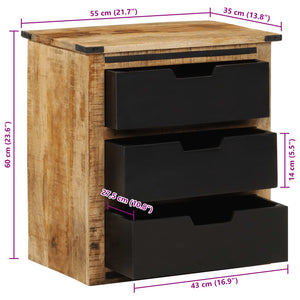 Mango Sideboard mit 3 Schubladen, 55x60 cm