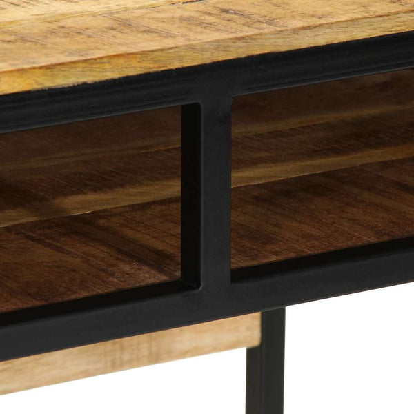 Schreibtisch mit Regal Mango Massivholz Braun