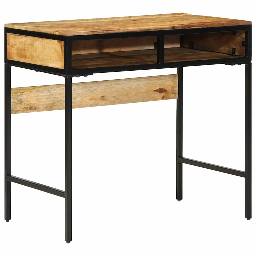 Schreibtisch mit Regal Mango Massivholz Braun