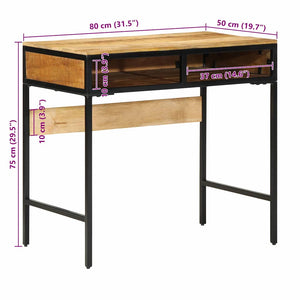 Schreibtisch mit Regal Mango Massivholz Braun
